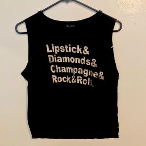 Black Muscle Crop Top With Graphics Small